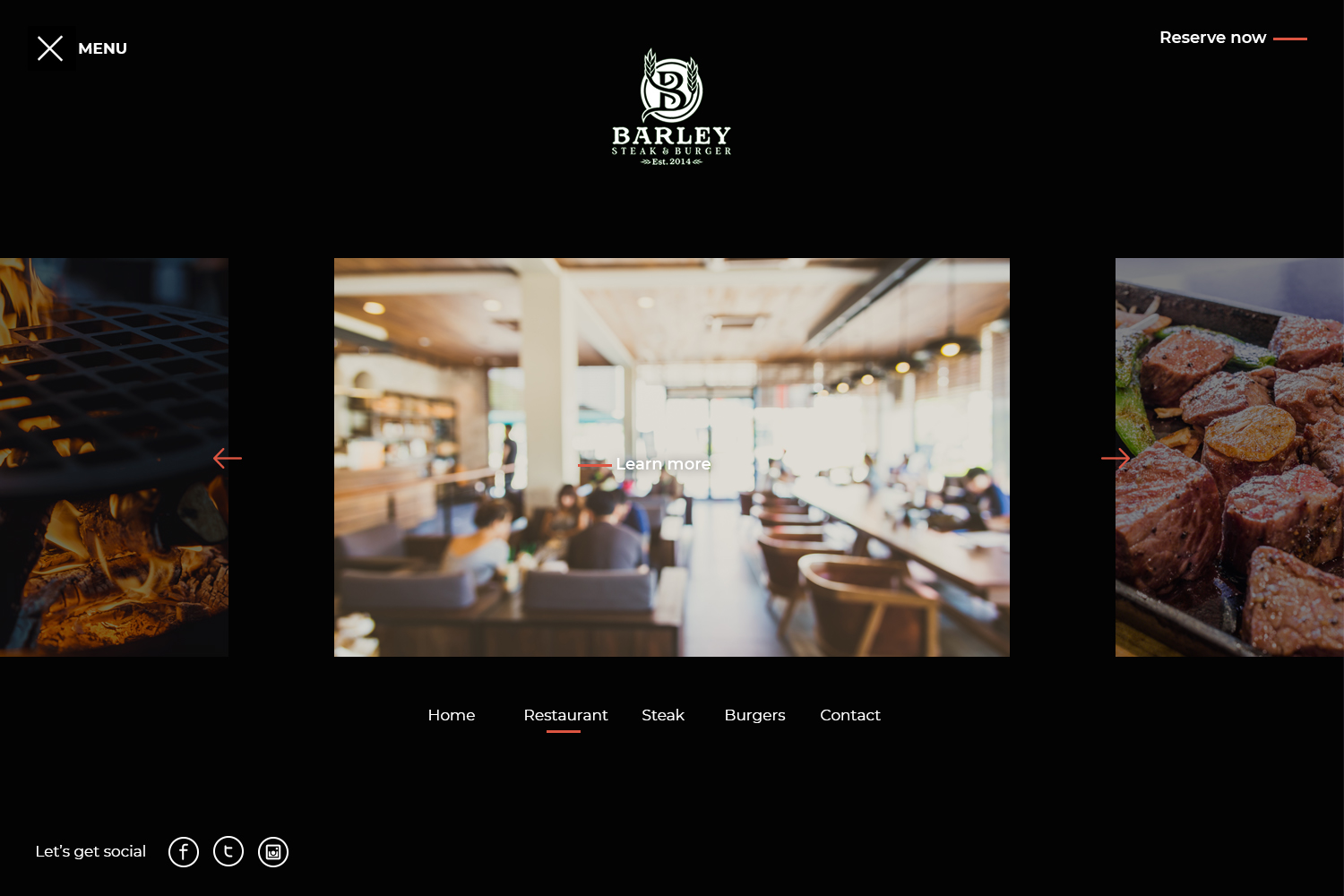 Barley full-screen carousel menu navigation