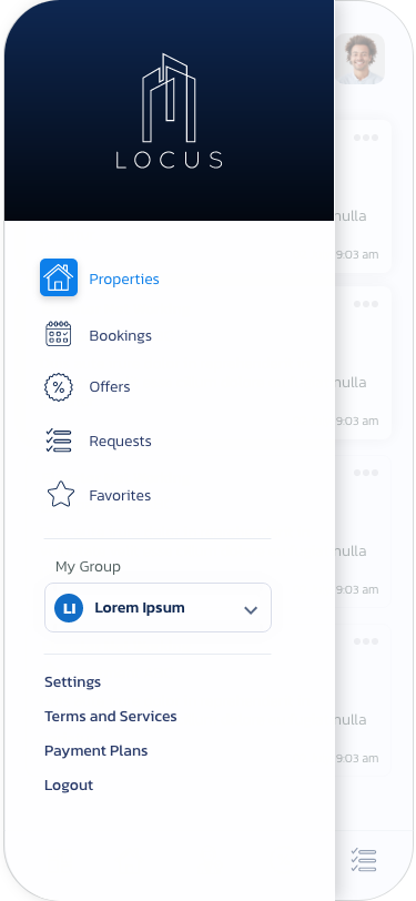 Locus app — navigation drawer