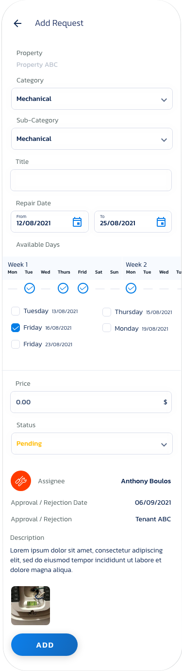 Locus app — add maintenance request