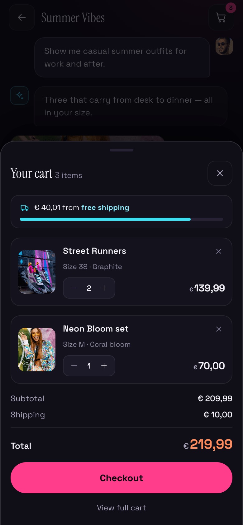Moods mobile — Cart sheet