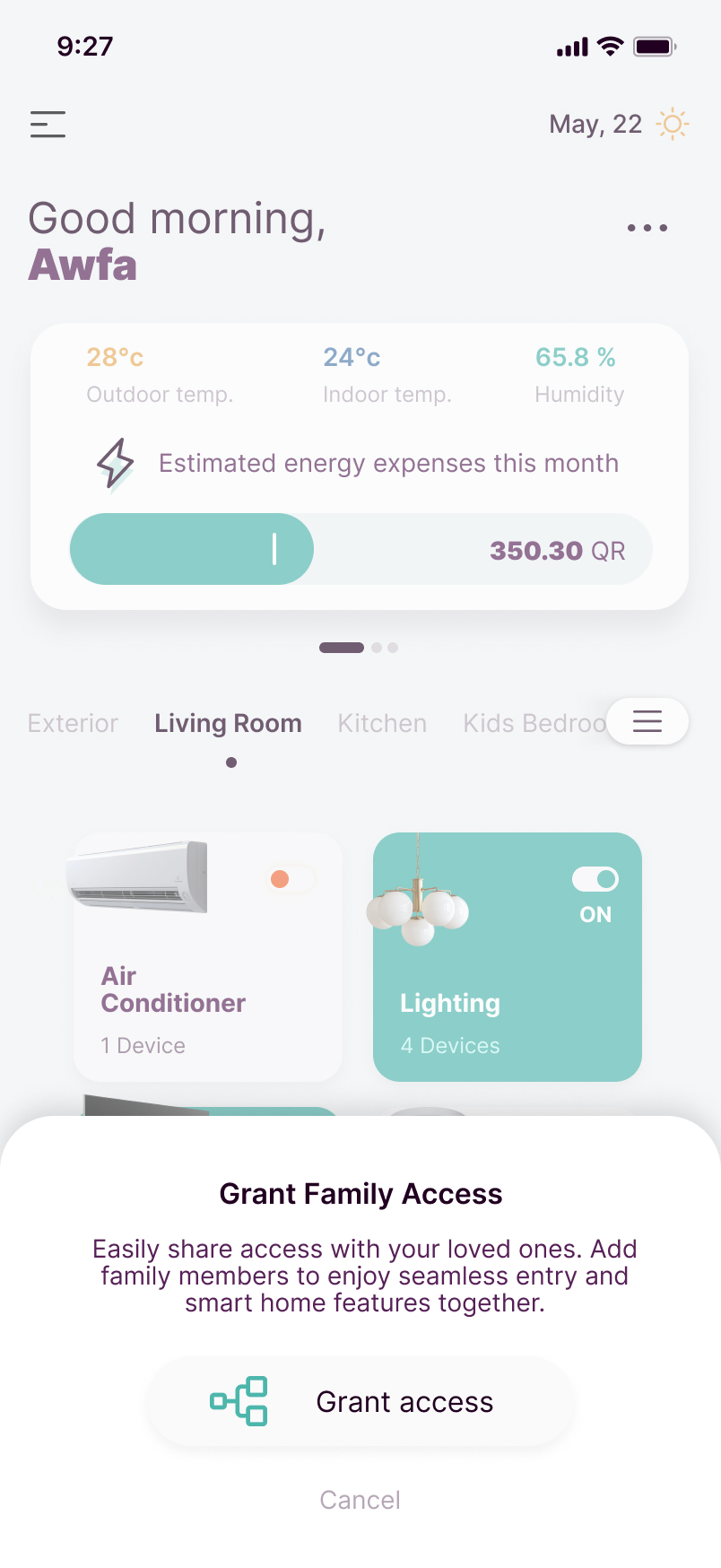 Msheireb app — grant family access sheet