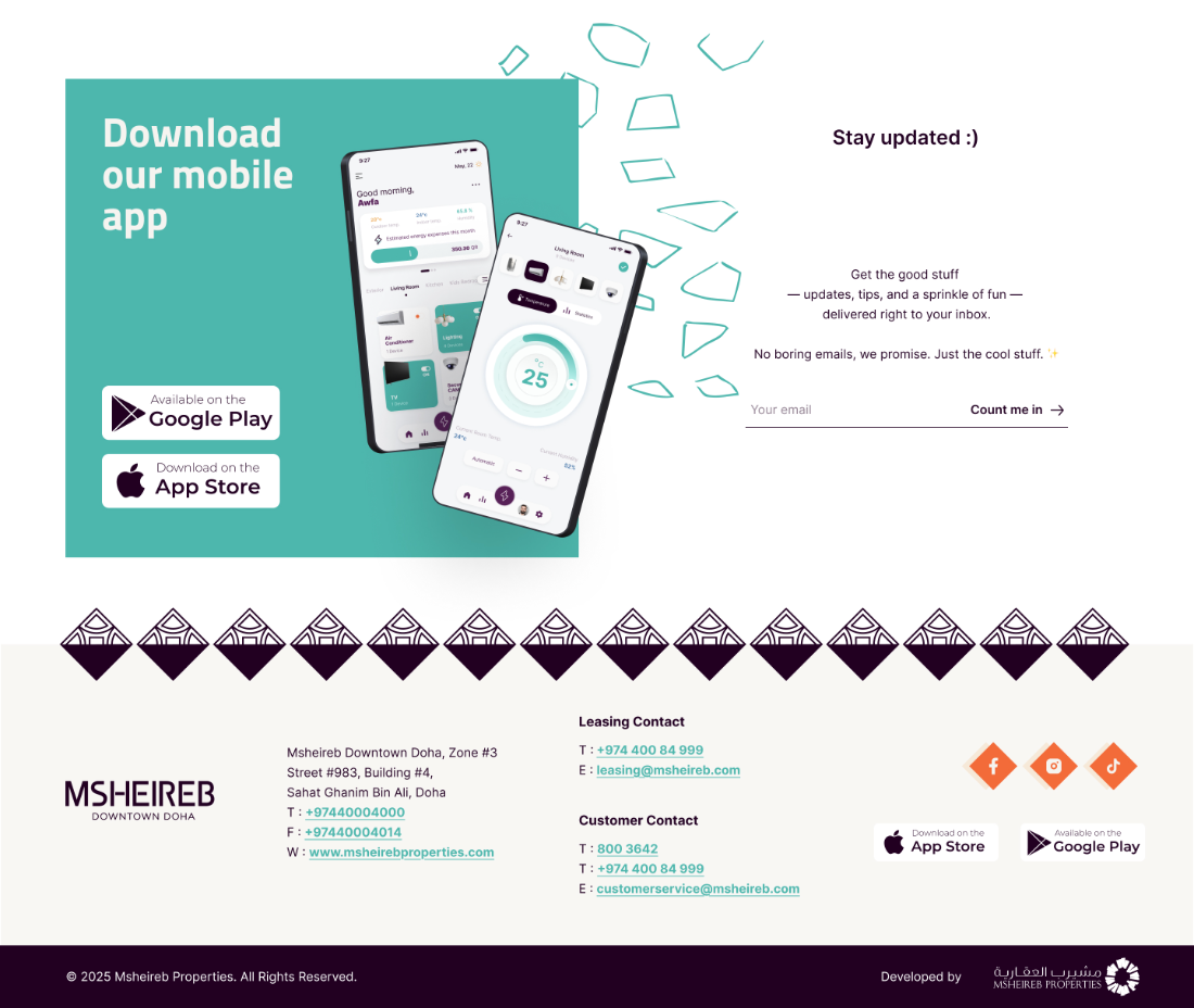 App download and footer section
